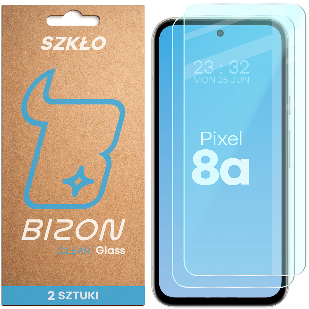 Szkło hartowane Bizon Glass Clear Duo do Google Pixel 8a, 2 sztuki